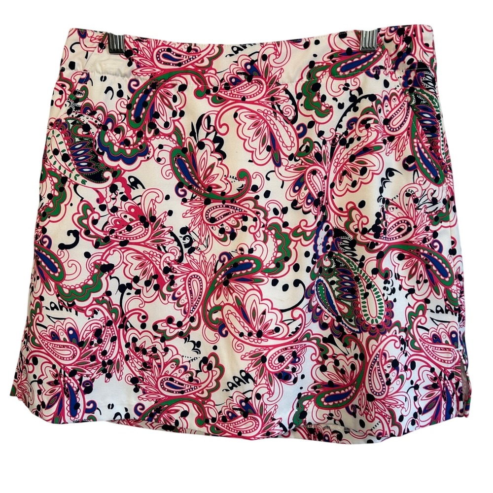 Lady Hagen 6 Pink Green Paisley Golf Skort Performance Tennis Pickleball Preppy